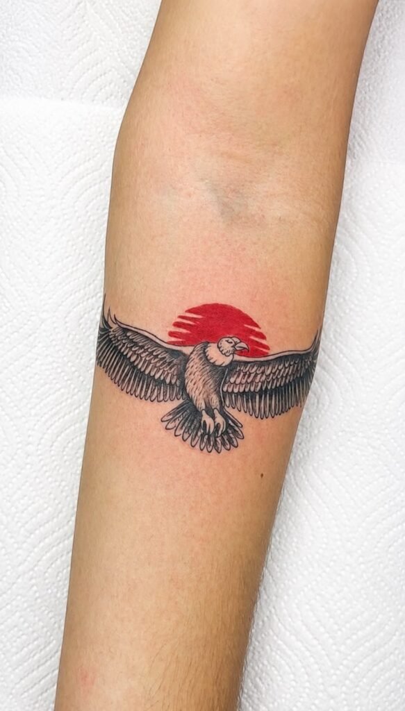 Fine line koi fish tattoo on calf done at Tinta y Pinta Tattoo Quito